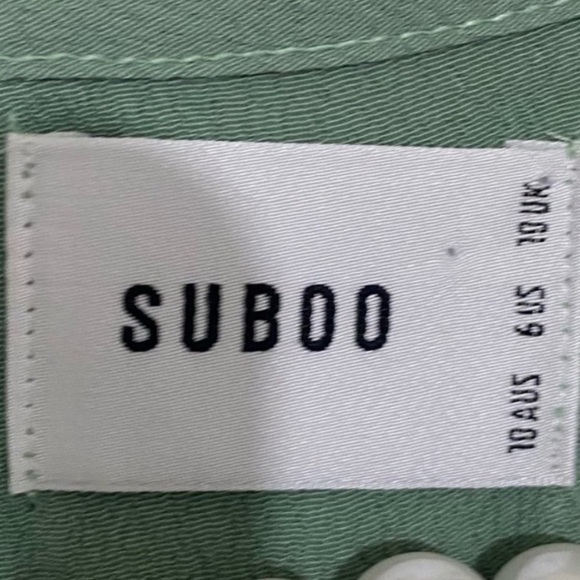 Suboo Valley Green Frill Cold Shoulder Mini Dress SIZE 6 - Picture 4 of 6